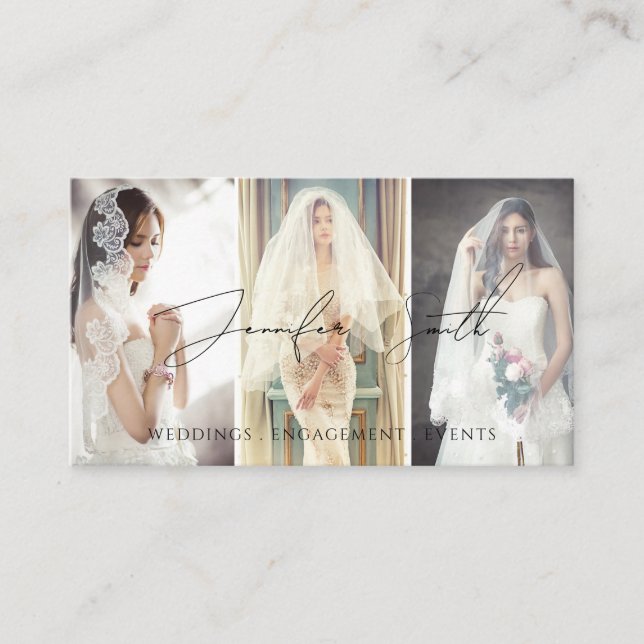 Elegant Script Photography Anpassningsbar Photo Bo Visitkort (Framsida)