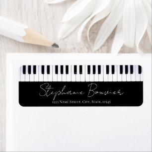 Elegant Script Piano Tangentbord Music Teacher Lab Returadress Etikett