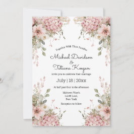 elegant script pink floral minimal modern wedding inbjudningar