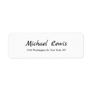 Elegant Script Plain Black & White Minimalist Returadress Etikett
