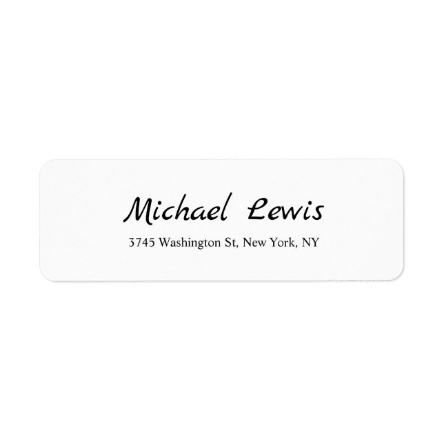 Elegant Script Plain Black & White Minimalist Returadress Etikett (Framsidan)