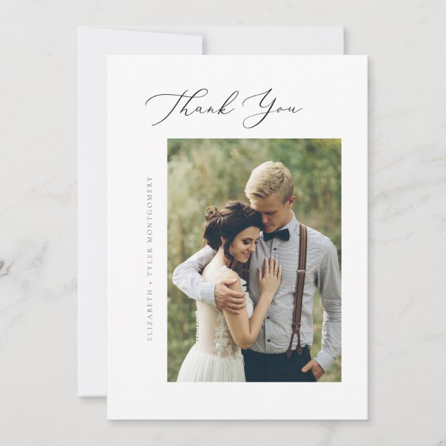 Elegant Script Platt Tackkort Tack Kort (Framsida)