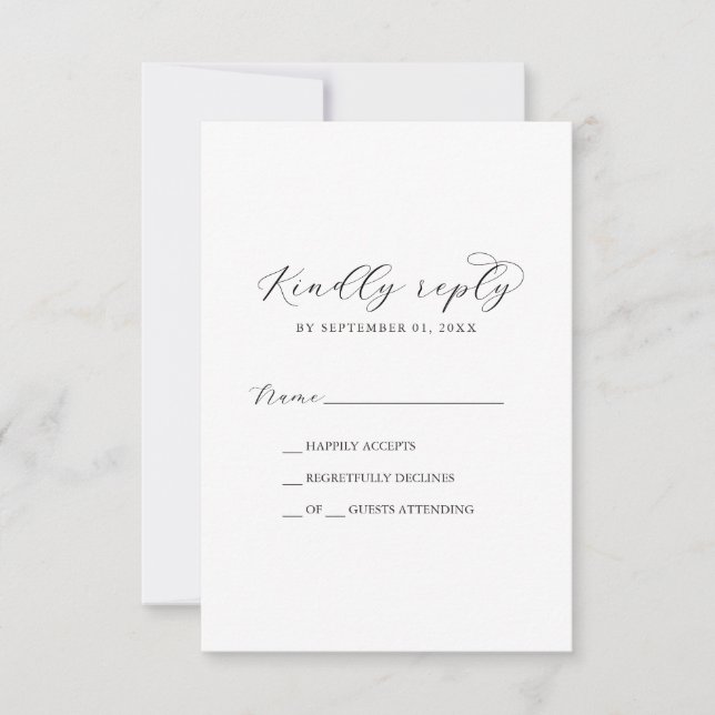 Elegant Script Printable or Printed RSVP Card Inbjudningar (Framsida)