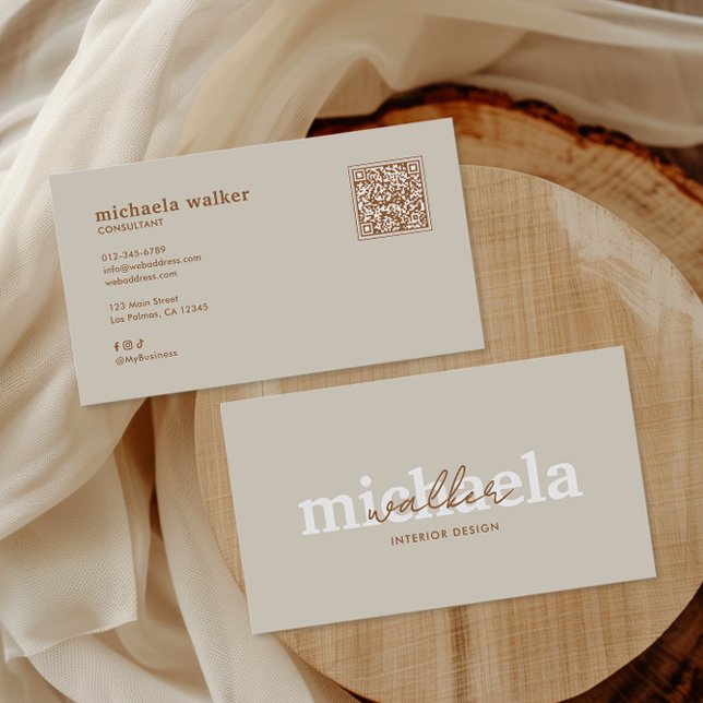 Elegant Script QR Code & Social Media Visitkort (Skapare uppladdad)