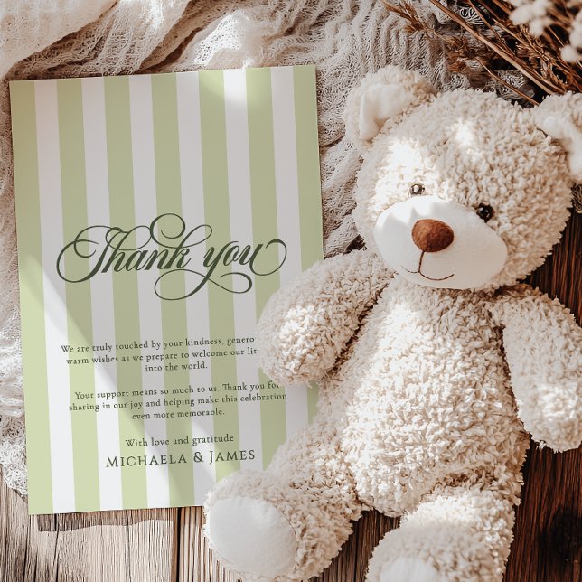Elegant Script & Rand Baby Shower Tack Kort (Skapare uppladdad)