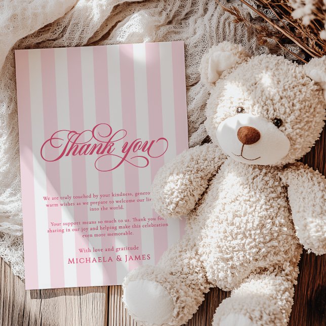 Elegant Script & Rand Baby Shower Tack Kort (Skapare uppladdad)
