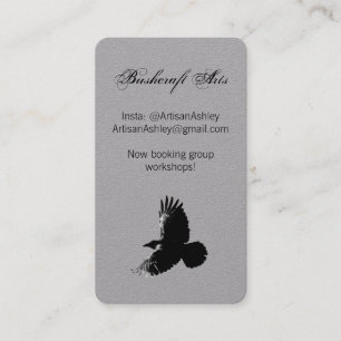 Elegant Script Raven Kråka Bird Artist Monogram Visitkort