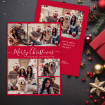 Elegant Script Red 5 Photo Collage jul Julkort<br><div class="desc">Modern Calligraphy Red 5 Photo Collage God jul Script Helgdag Card för enkel Elegant. ( ) NOTERA ATT DESSA STORLEKA KORT PÅ 6, 5" X 8, 75" ÄR STÖRRE ÄN GENOMSNITTET, PÅ GRUND AV DET STÖRRE STORLEKA KORTET ÄR DET NÄSTAN SÄKERT ATT POSTAGKOSTNADERNA KOMMER ATT VARA HÖGRE. OM DU FÖREGÅR...</div>