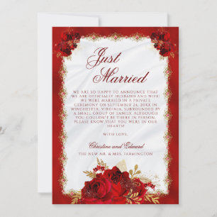 Elegant Script Red Guld Ro Blommigt Bröllop Meddelande
