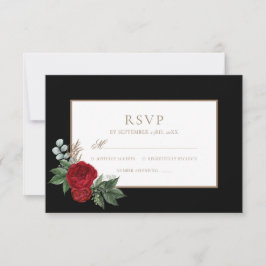 Elegant Script Red Peonies Black & Guld OSA