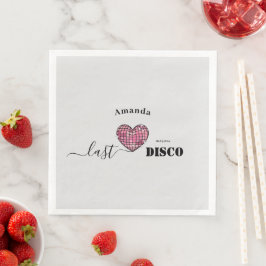 Elegant Script Retro Disco Rosa Heart Bröllop Pappersservett