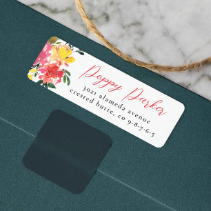 Elegant Script-Returadress för bloom Vår blommor Returadress Etikett