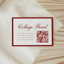 Elegant Script Röd College Fond QR-kod Examen Tilläggskort