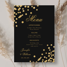 Elegant Script Romantic Bröllop Confetti Guld Blac Meny
