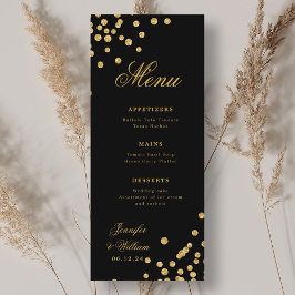 Elegant Script Romantic Bröllop Confetti Guld Blac Meny