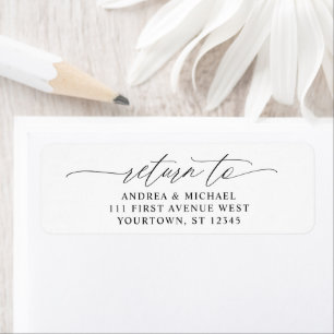 Elegant Script Romantic Bröllop Returadress Etikett
