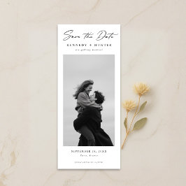 Elegant Script Romantic Modern Photo Wedding Spara Datumet