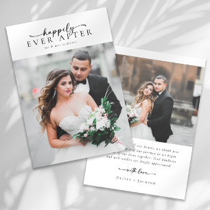 Elegant Script Romantic Photo Bröllop Tack Kort