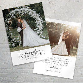 Elegant Script Romantic Photo Bröllop Tack Kort