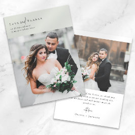 Elegant Script Romantic Photo Bröllop Tack Kort