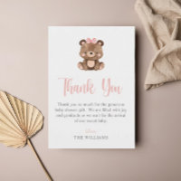 Elegant Script Rosa Bear Baby Shower