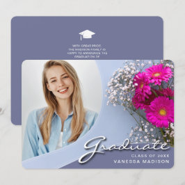 Elegant Script Rosa Flowers | Modern Photo Grad Meddelande