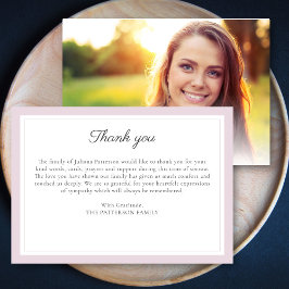 Elegant Script Rosa Funeral Photo Tackto You Card Inbjudningar