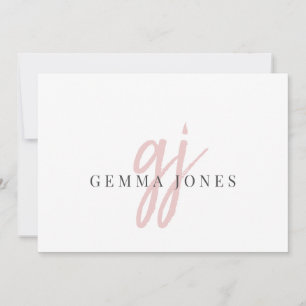 Elegant Script Rosa Monogram Initialer Namn Anteckningskort