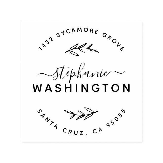 Elegant Script & Rustic Grenar Returadress Självfärgande Stämpel (Design)