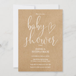 Elegant Script Rustic Kraft Allt-i-ett Bebis Showe Inbjudningar