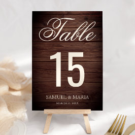 Elegant Script Rustic Wood Bröllop Bordsnummer