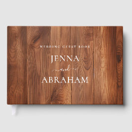 Elegant Script Rustic Wood Bröllop Gästböcker