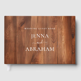 Elegant Script Rustic Wood Bröllop Gästböcker