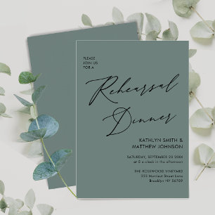 Elegant Script Sage Grönt Enkel repetitionsmiddag Inbjudningar