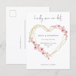 Elegant Script Sakura Körsbärsblom Save The Date Inbjudan Vykort