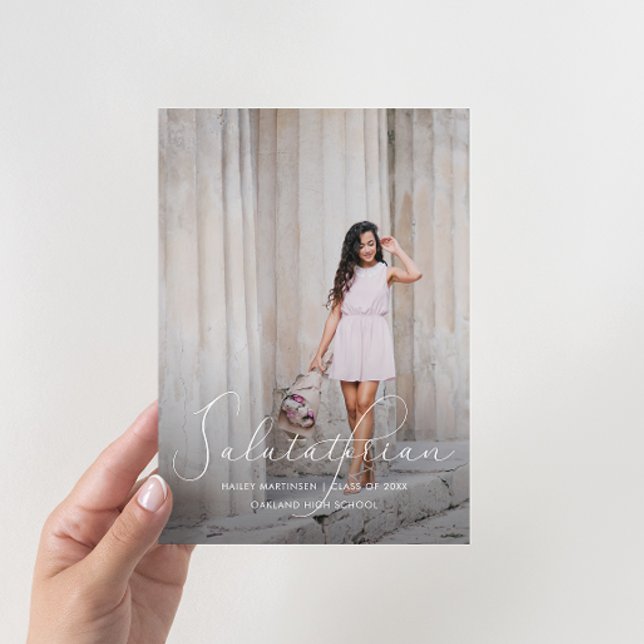 Elegant Script Salutatorian Photo Studentfest Inbjudningar (Skapare uppladdad)