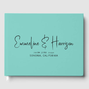 Elegant Script Serif Anpassningsbar Light Teal Brö Gästböcker