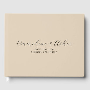 Elegant Script-serifPersonligen Cream Bröllop Gästböcker