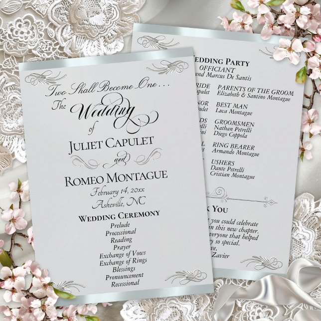 Elegant Script - Silver Pearl/Silverbröllop Program (Skapare uppladdad)