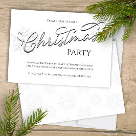 Elegant Script Silver Snowflake jul Party Inbjudningar
