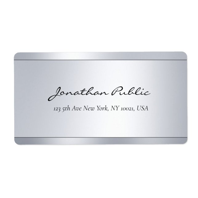 Elegant Script Silver Template Shipping Address Fraktsedel (Framsidan)