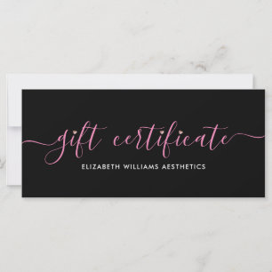 Elegant Script Simple Black Rosa Gift Certificate