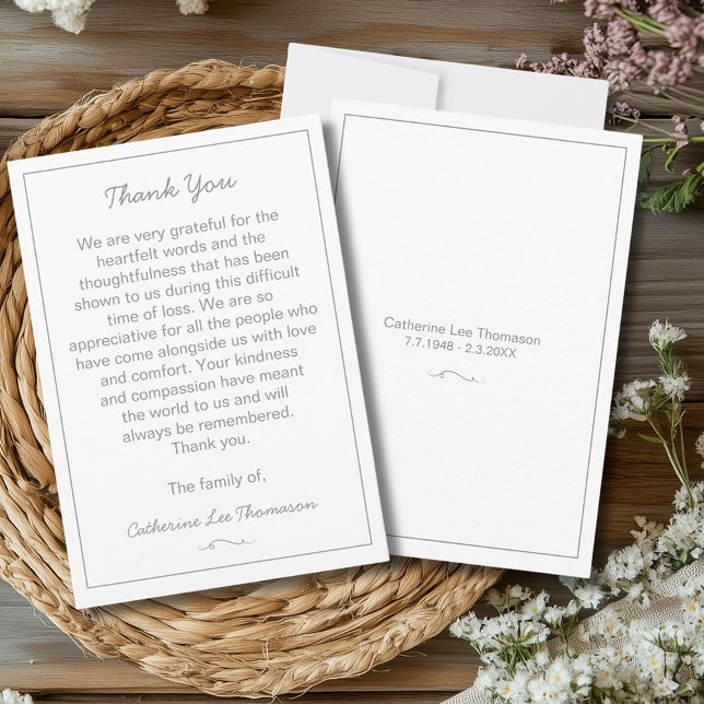 Elegant Script Simple Funeral Flat Thank You Card Tack Kort (Elegant Script Simple Funeral Flat Thank You Card
)