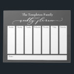 Elegant Script Simple Weekly Planner, Mörk Grått Anteckningsblock<br><div class="desc">Den här mångsidiga veckotidsplaneraren har konfigurerats med mycket grundläggande inslag som alla kan redigeras... utom för huvudet. Frasen "veckomollering" återges i ett vackert lyxskript och har placerats överst på sidan som grafik. Använda mallen fält om du vill lägga till informationen som du vill. Ändra även färg eller annat teckensnitt, om...</div>