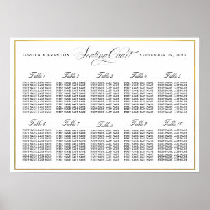 Elegant Script-sittdiagram efter Bord 10 Bord Poster