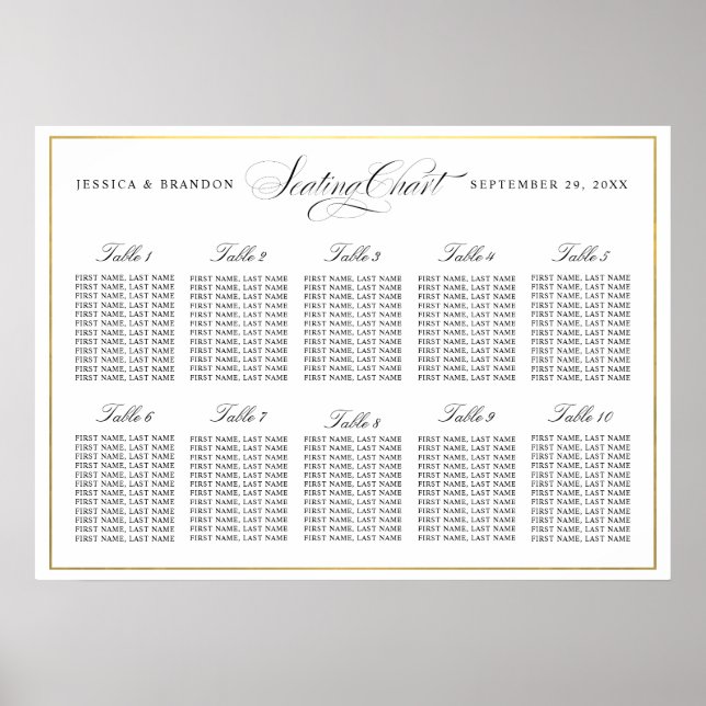 Elegant Script-sittdiagram efter Bord 10 Bord Poster (Framsidan)