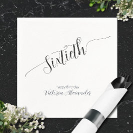 Elegant Script Sixtieth Birthday Celebration Pappersservett