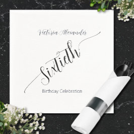 Elegant Script Sixtieth Birthday Celebration Pappersservett