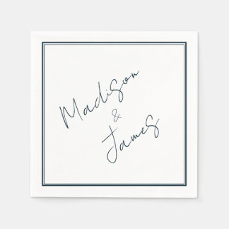 Elegant Script Slate Blue Minimalist Cocktail Pappersservett