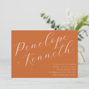 Elegant Script Snyggt Bröllop Warm Terracotta Inbjudningar